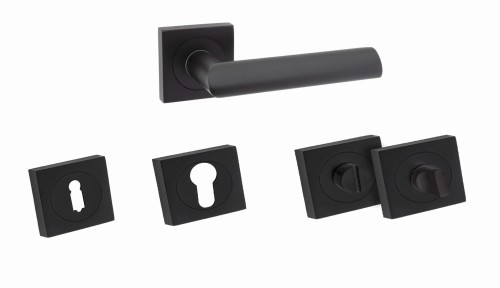 KLAMKA MATI CZARNA KOMPLET Z ROZETĄ