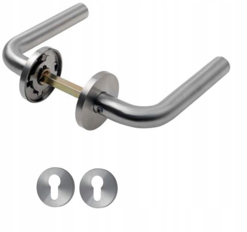 Klamka nierdzewna prosta z szyldem na wkład GRATIS