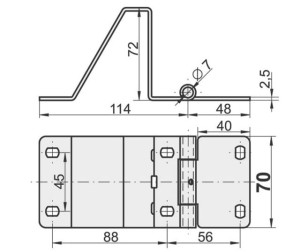 Zawias bramowy boczny wydłużony KOMPLET