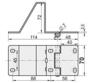 Zawias bramowy boczny wydłużony odwrócony KOMPLET