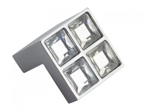 Gałka meblowa z kryształkami Glamour srebrna mała