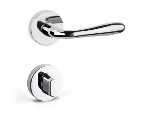 Klamka KARO glamour połysk komplet z szyldem do WC