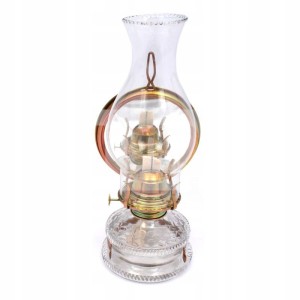 Lampa naftowa z lustrem retro NOWA szklana SZEROKA