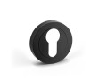 Klamka czarna okrągła KOMETA komplet szyld wkład