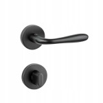 Klamka do drzwi KARO czarna komplet z szyldem WC