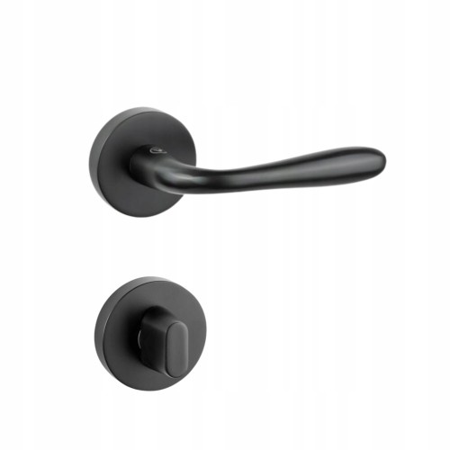 Klamka do drzwi KARO czarna komplet z szyldem WC