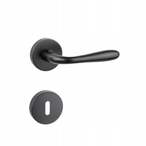 Klamka do drzwi KARO czarna kompl z szyldem klucz