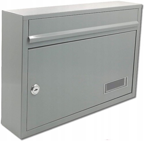 Skrzynka na listy SZARA PROSTA zamek 2 klucze DUŻA
