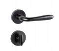 Klamka czarna KARO okrągła KOMPLET z szyldem WC