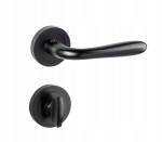 Klamka czarna KARO okrągła KOMPLET z szyldem WC