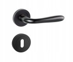 Klamka czarna KARO okrągła KOMPLET z szyldem Klucz