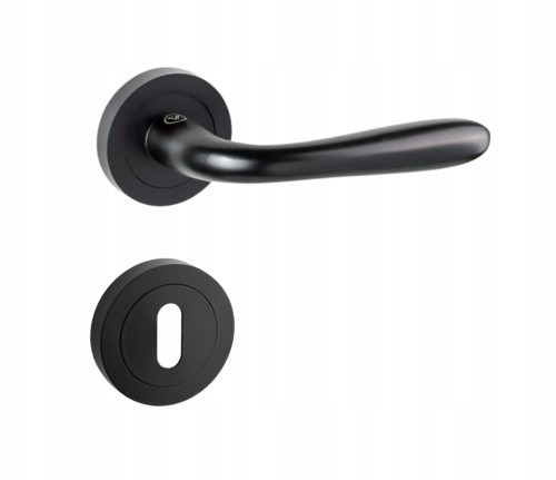 Klamka czarna KARO okrągła KOMPLET z szyldem Klucz