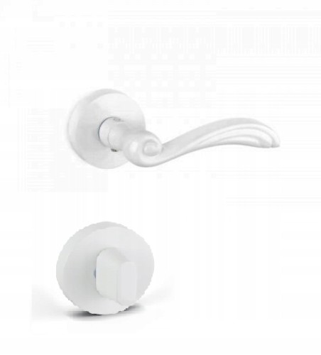 Klamka biała okrągła ARTE z rozetą WC GRATIS