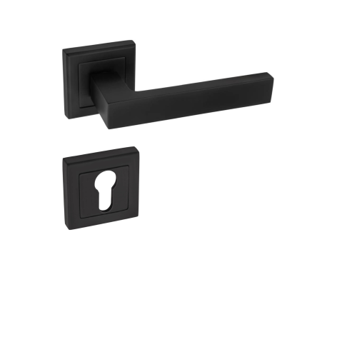 Klamka AMB czarna loft komplet z rozetą NA WKŁAD