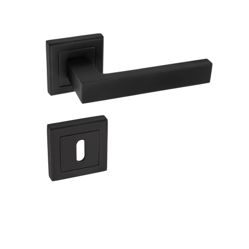 Klamka AMB czarna loft komplet z rozetą NA KLUCZ