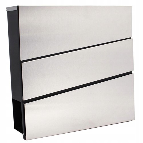 Skrzynka na listy stal nierdzewna 3 pasy Duża