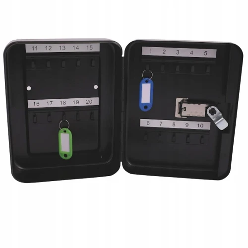 Skrzynka szafka na klucze 20 szt+ BRELOCZKI czarna