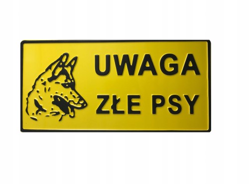 Tabliczka Ostrzegawcza UWAGA ZŁE PSY aluminium
