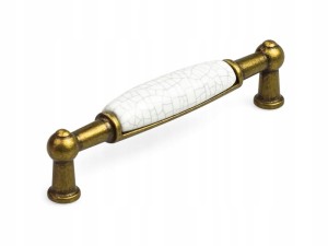 Uchwyt meblowy retro porcelanowy motyw pęknięć